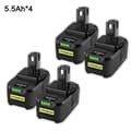 Miniatyrbillede 2 af 2: Ryobi One Plus 18V Batteri, 5.5Ah Kapacitet, 4 LED Strømindikator,4 stk 5.5Ah batteri