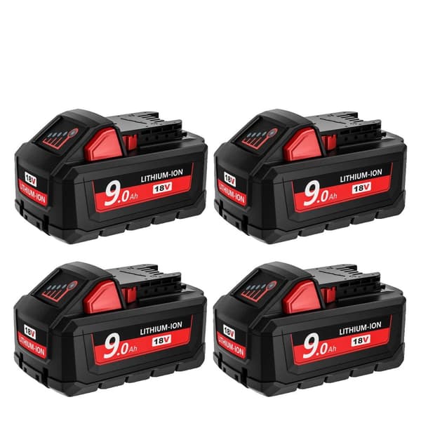 9000mAh litiumioniakku, 18V jännite, ylilataussuojaus,4Kpl Akut