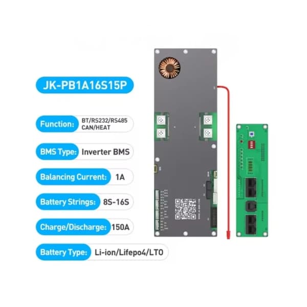 Smart Inverter BMS, 200A Opladnings/afladningsstrøm, Aktiv balanceringsfunktion,JK-PB1A16S15P