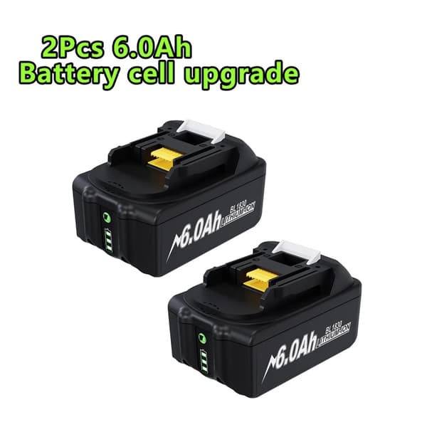 Uppladdningsbart verktygsbatteri, 6,0Ah kapacitet, Li-ion-teknik,2 batteri 6.0Ah