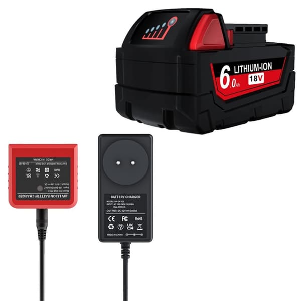 Ersättningslitiumjonbatteri, 18V spänning, 6000mAh kapacitet,1St 6.0 Laddare