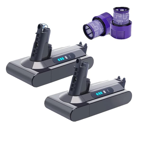 Erstatningsbatteri til V10, 6000mAh kapacitet, smarte beskyttelsesfunktioner,2Pcs 6000mAh