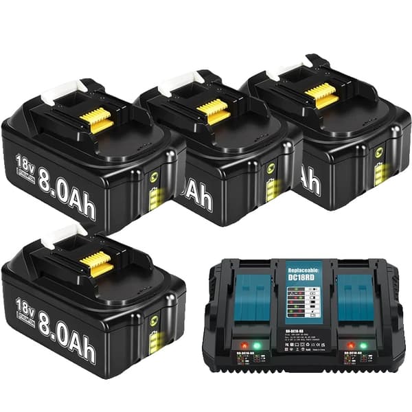 8000mAh kapacitet, 18V spænding, Li-Ion type,4X8.0Ah1X6A Oplader