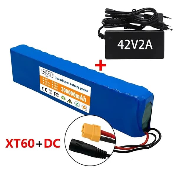 Lithiumbatteripakke, 100000mAh kapacitet, 36V spænding, BMS-funktion,EU-XT60-DC