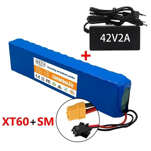 Lithiumbatteripakke, 100000mAh kapacitet, 36V spænding, BMS-funktion,EU-XT60-SM