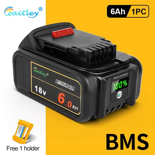 Genopladeligt batteri, 6Ah kapacitet, 18V spænding, Li-ion type,1 stk 6Ah batteri