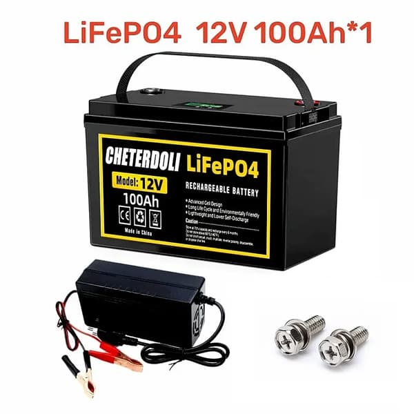 LiFePO4 batteripakke, 100Ah kapacitet, hurtigopladningskapacitet,100Ah med oplader