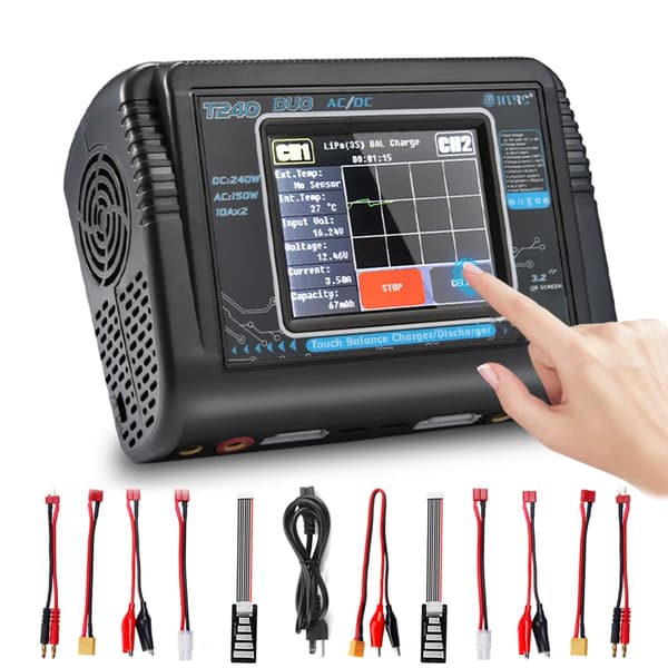 Balanceringsoplader, Touch Screen Interface, Dobbelt Kanal Support,EU stik, T240