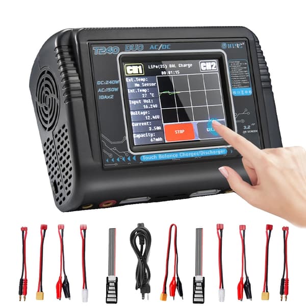 Balanceringsoplader, Touch Screen Interface, Dobbelt Kanal Support,EU stik, T240