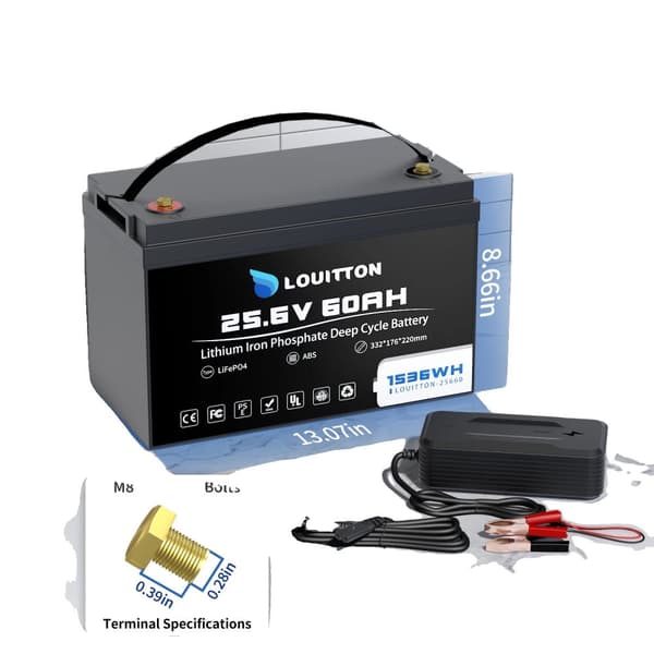 24V 60Ah Lithium Iron Phosphate Batteri, Høj Afladningskapacitet, Forlænget Levetid,24V 60AH