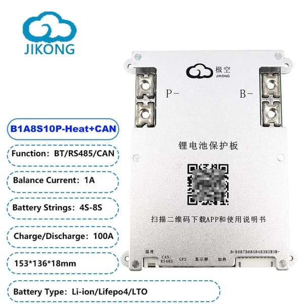 Smart BMS, Aktiv Balance, RS485 Kommunikation, B1A8S10P-Heat-CAN