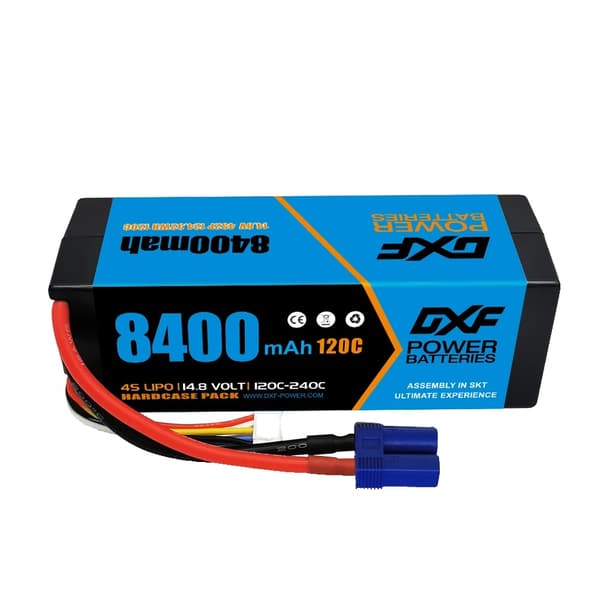 Lipo batteri, 148V 8400mAh kapacitet, 120C afladningshastighed, 2PCS 8400 EC5-stik