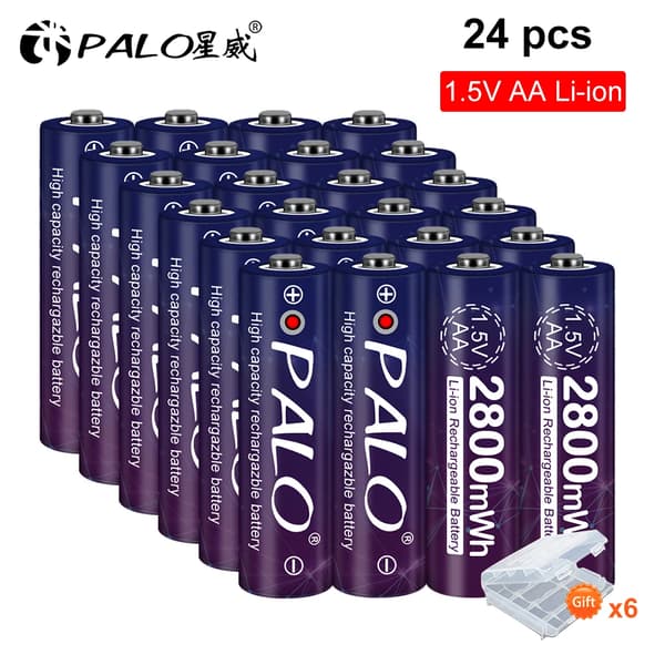 1.5V AA Genopladeligt Lithiumbatteri, 2800mWh Kapacitet, Effektiv Opladningsindikator,24 stk.