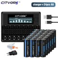 Miniatyrbillede 2 af 2: CITYORK Genopladelige AA-batterier, 3000mAh kapacitet, Smart oplader inkluderet,24 stk. og oplader