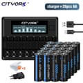 Miniatyrbillede 2 af 2: CITYORK Genopladelige AA-batterier, 3000mAh kapacitet, Smart oplader inkluderet,20 stk. og oplader