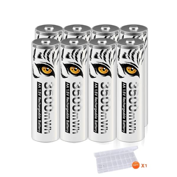 Genopladeligt AA Li-Ion batteri, 3500mWh kapacitet, kompatibilitet med legetøjsfjernbetjening, 1,5V, 8PCS AA