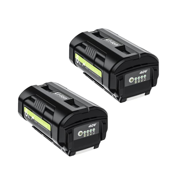 Erstatningsbatterier til Ryobi OP4050, 6000mAh kapacitet, 40V Li-Ion,2 stk 6000mAh
