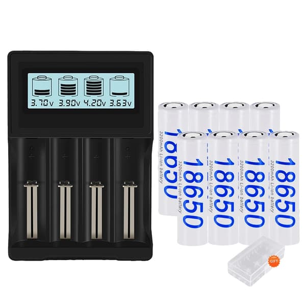 PALO 18650 Batteri, 3200mAh Kapacitet, 3.7V Spænding,8 Batteri 1 Oplader