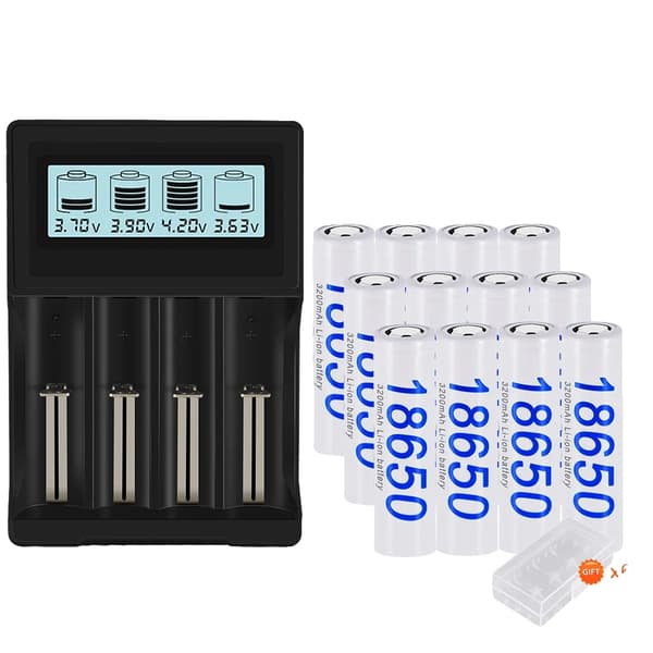 PALO 18650 Batteri, 3200mAh Kapacitet, 3.7V Spænding,12 Batteri 1 Oplader