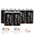 Miniatyrbillede 1 af 2: Genopladeligt 9V batteri, 1200mAh kapacitet, opladning via Micro USB, 6 stk