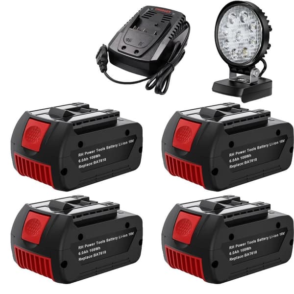 Bosch 18V Ersättningsbatteri, 6000mAh kapacitet, Snabbladdare 4A,Sats 4