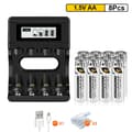 Miniatyrbillede 2 af 2: Genopladeligt AA Lithium Ion Batteri, 3500mWh Kapacitet, Sikkert og Holdbart, Flere Pakke Muligheder,8 Batteri 1 Oplader