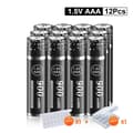 Miniatyrbillede 2 af 2: PALO Genopladeligt 1,5V AAA Batteri Pack, 900mWh Kapacitet, Smart LCD Oplader,12 stk. AAA-batteri