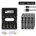 Miniatyrbillede 2 af 2: PALO Genopladeligt 1,5V AAA Batteri Pack, 900mWh Kapacitet, Smart LCD Oplader,12 batteri 1 oplader