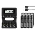 Miniatyrbillede 1 af 2: PALO Genopladeligt 1,5V AAA Batteri Pack, 900mWh Kapacitet, Smart LCD Oplader,12 batteri 1 oplader