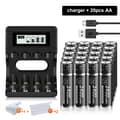 Miniatyrbillede 2 af 2: PALO AA genopladelige batterier, høj kapacitet 3400mWh, lang cykluslevetid 1500 opladninger,20AA og oplader