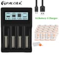 Miniatyrbillede 2 af 2: PALO Genopladeligt CR123 Batteri Sæt, 16 Batterier + 1 Oplader, 800mAh Kapacitet,16 Batteri 1 Oplader