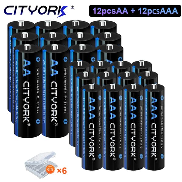 Genopladelig Batterioplader, LCD-skærm, 8 Slots, 12AA 12AAA