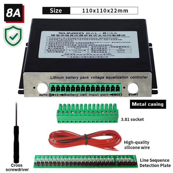 Batteriudligner, Aktiv Balancering, Lifepo4/Lipo Kompatibilitet, 4S-13S 5A med etui
