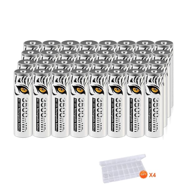 Genopladeligt AA Li-Ion-batteri, 3500mWh kapacitet, 1200 genopladningscyklusser,32 stk. batteri