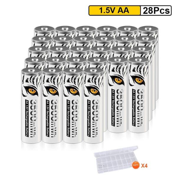 Genopladeligt AA Li-Ion-batteri, 3500mWh kapacitet, 1200 genopladningscyklusser,28 stk. batteri
