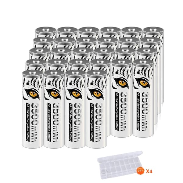 Genopladeligt AA Li-Ion-batteri, 3500mWh kapacitet, 1200 genopladningscyklusser,28 stk. batteri
