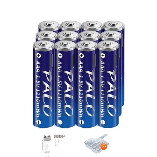 Lithium-ion batteri, Hurtig opladning, USB-genopladelig, 12 stk batteri