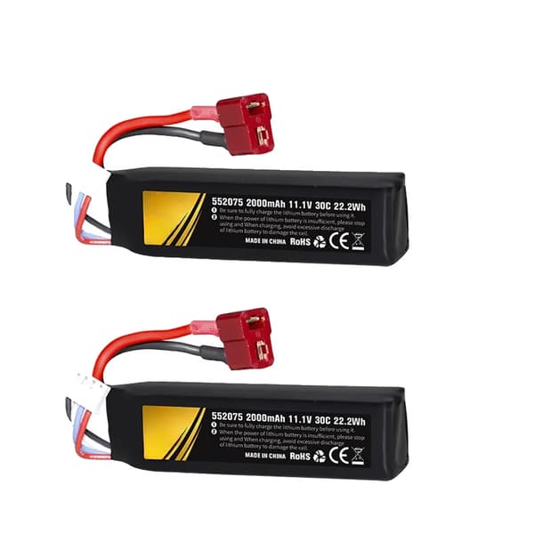 Lipo-akku Airsoft-aseille, 2000mAh kapasiteetti, 30C purkausnopeus,552075 11.1V T 2B, 11.1V