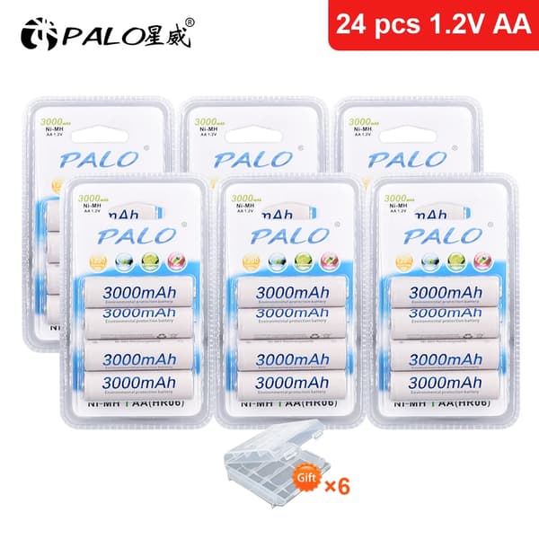 PALO AA Ladattavat Paristot, 3000mAh Kapasiteetti, 24 kpl Pakkaus,24 kpl AA-paristoa