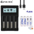 Miniatyrbillede 2 af 2: Li-Ion AA-batterier, 900mAh kapacitet, 3,7V spænding, 3,7 V, 4 batteri 1 oplader