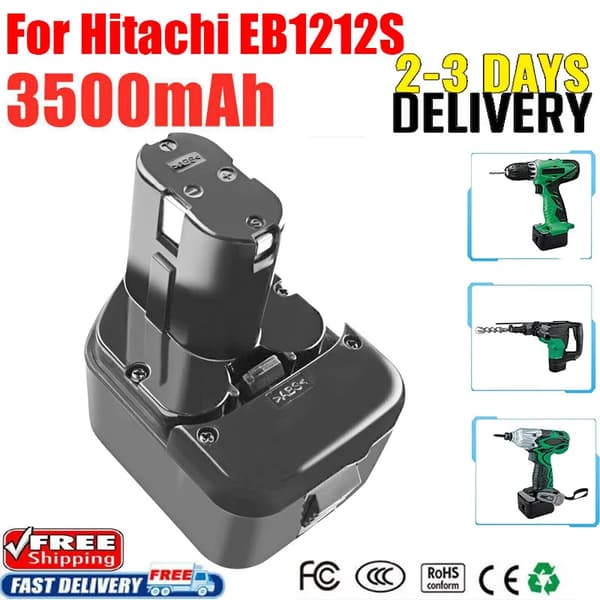 Uppladdningsbart batteri för Hitachi EB1212S, 3500mAh kapacitet, Ni-MH-teknologi,1 styck batteri