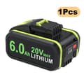 Miniatyrbillede 2 af 2: 20V Erstatningsbatteri, 6.0Ah Lithium-Ion, Høj Ydelse,1 stk 6,0 ah batteri
