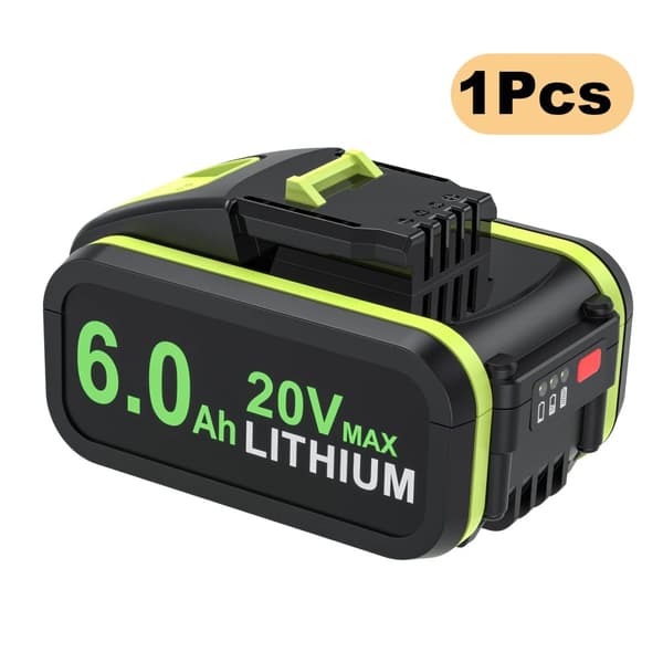 20V Erstatningsbatteri, 6.0Ah Lithium-Ion, Høj Ydelse,1 stk 6,0 ah batteri