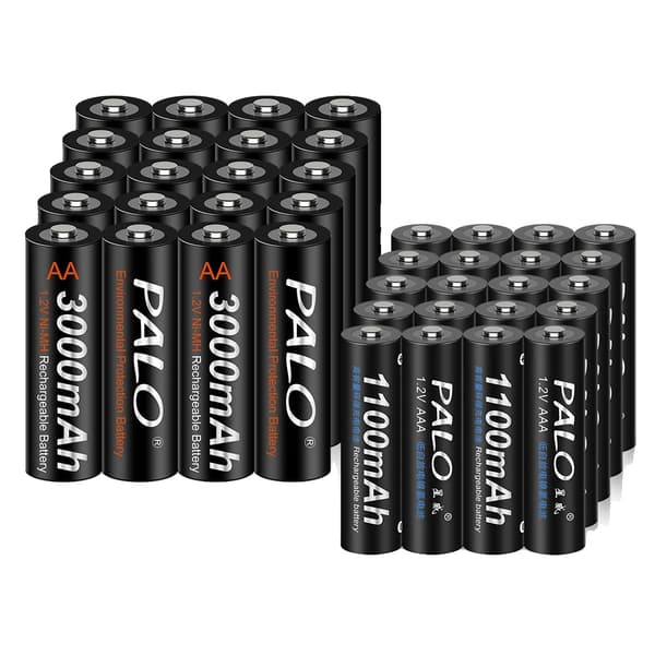 PALO Genopladelige Batterier, 3000mAh AA Kapacitet, 1100mAh AAA Kapacitet,20AA AAA