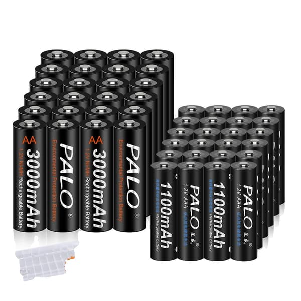 PALO Genopladelige Batterier, 3000mAh AA Kapacitet, 1100mAh AAA Kapacitet,24AA AAA