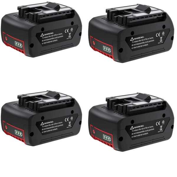 18V Li-Ion batteripakke, 6,0Ah kapacitet, kompatibel med Bosch værktøj,4 stk.