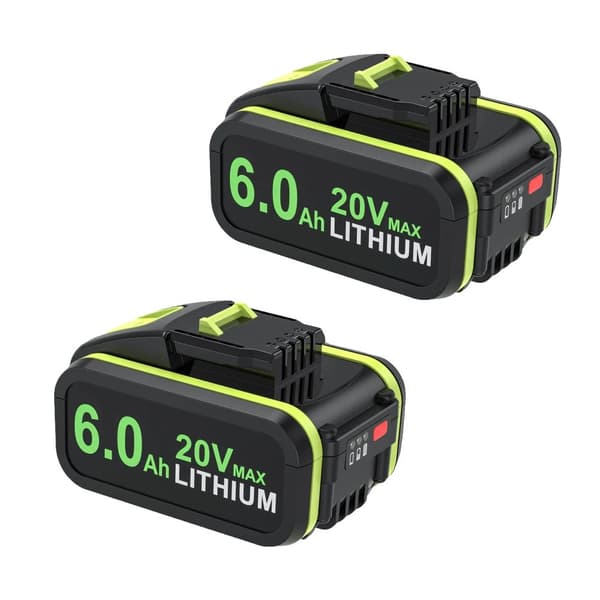 Genopladeligt batteri til Worx værktøj, 6000mAh kapacitet, 20V Li-Ion teknologi,2STK 6000mAh