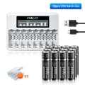 Miniatyrbillede 2 af 2: PALO Lithium Genopladelige Batterier, Hurtig LCD Oplader, Flere Kapacitetsmuligheder,12AA med 1 oplader