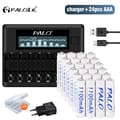 Miniatyrbillede 2 af 2: PALO AAA Genopladelige Batterier, 1100mAh Kapacitet, Smart Oplader Inkluderet,24 stk. og oplader