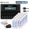 Miniatyrbillede 2 af 2: PALO AAA Genopladelige Batterier, 1100mAh Kapacitet, Smart Oplader Inkluderet,20 stk. og oplader